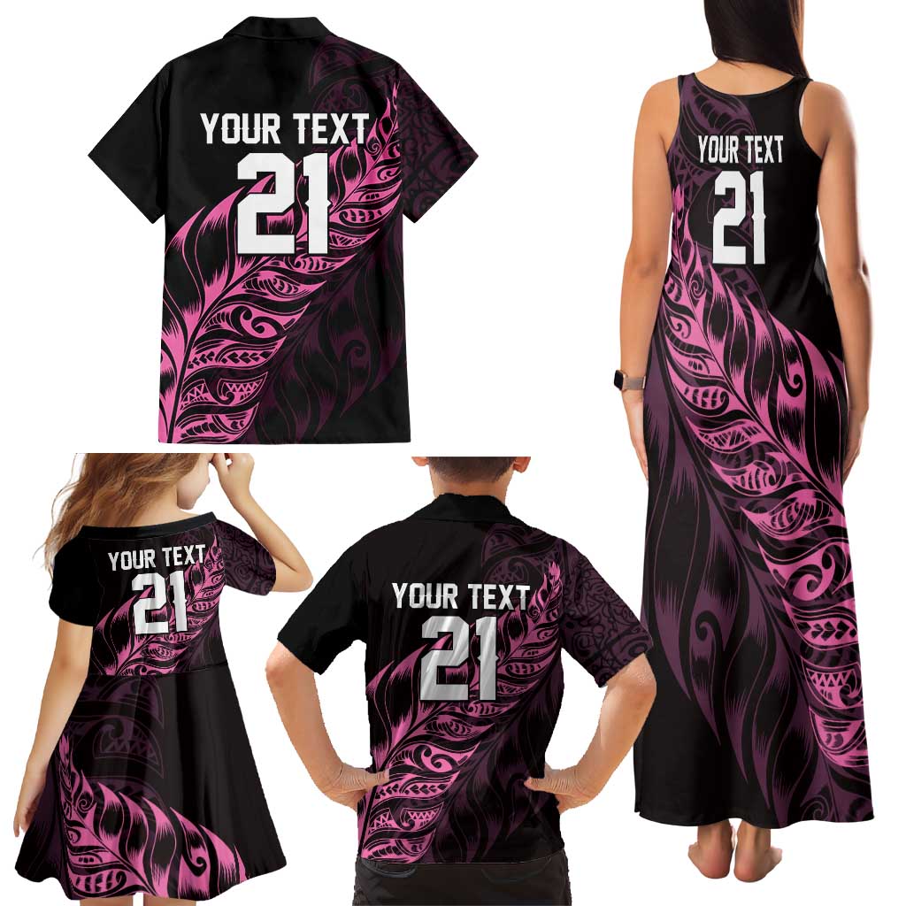 New Zealand Lawn Bowls Custom Family Matching Tank Maxi Dress and Hawaiian Shirt Pink Maori Warrior Tribal Silver Fern LT9 - Polynesian Pride