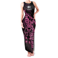 New Zealand Lawn Bowls Custom Family Matching Tank Maxi Dress and Hawaiian Shirt Pink Maori Warrior Tribal Silver Fern LT9 Mom's Dress Pink - Polynesian Pride