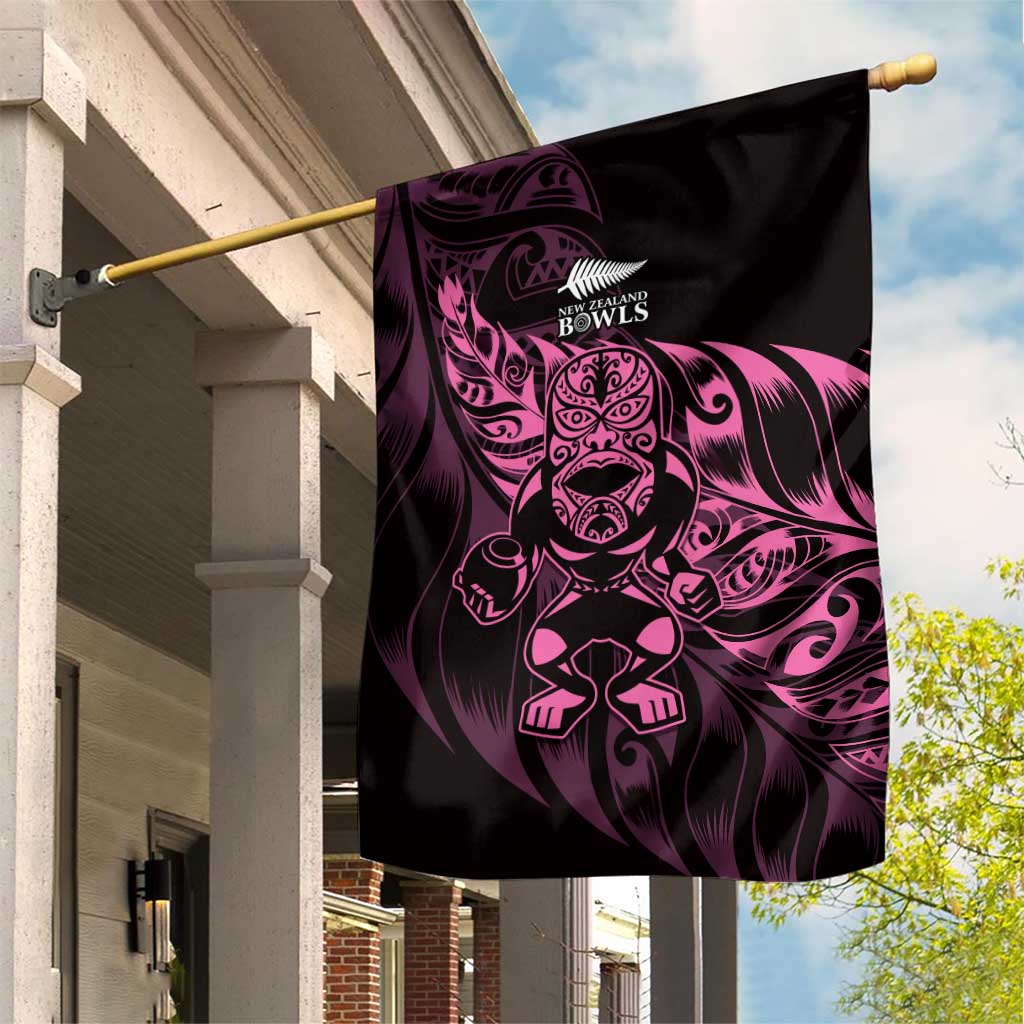 New Zealand Lawn Bowls Garden Flag Pink Maori Warrior Tribal Silver Fern LT9 House Flag Pink - Polynesian Pride