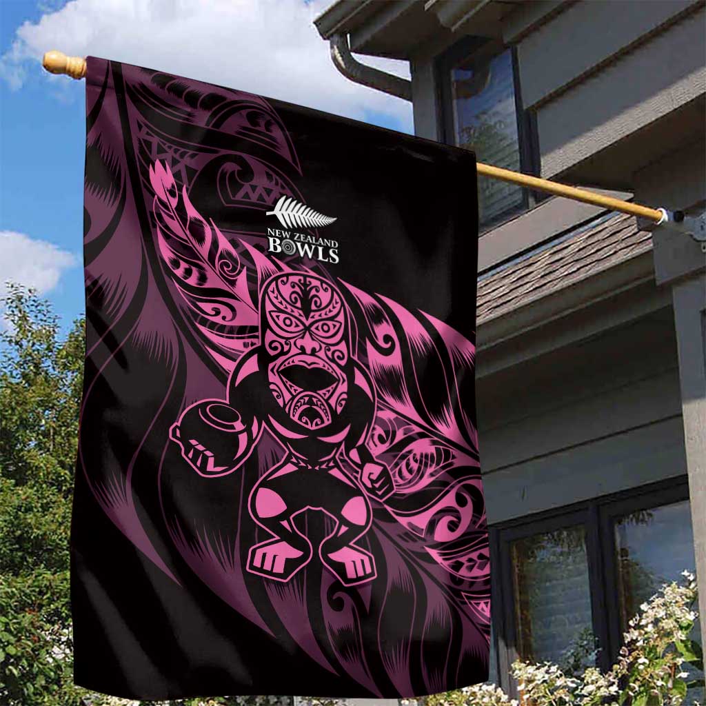 New Zealand Lawn Bowls Garden Flag Pink Maori Warrior Tribal Silver Fern LT9 - Polynesian Pride