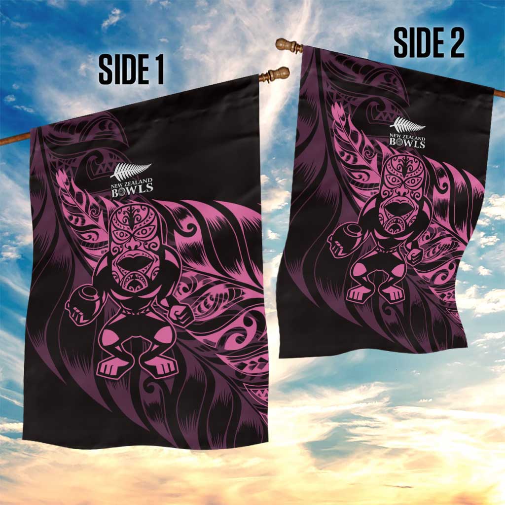 New Zealand Lawn Bowls Garden Flag Pink Maori Warrior Tribal Silver Fern LT9 - Polynesian Pride