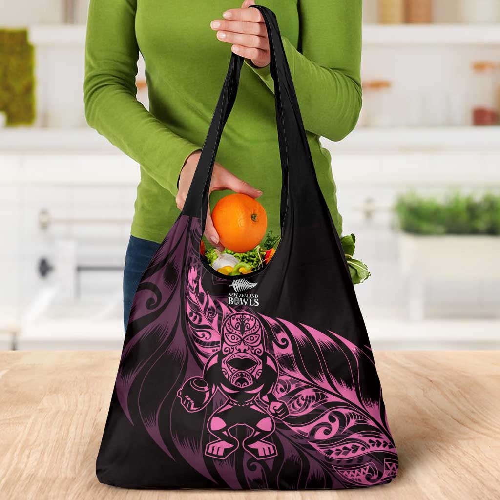 New Zealand Lawn Bowls Grocery Bag Pink Maori Warrior Tribal Silver Fern LT9 - Polynesian Pride
