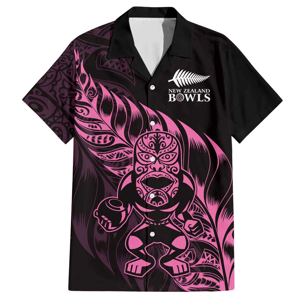 New Zealand Lawn Bowls Custom Hawaiian Shirt Pink Maori Warrior Tribal Silver Fern LT9 Pink - Polynesian Pride