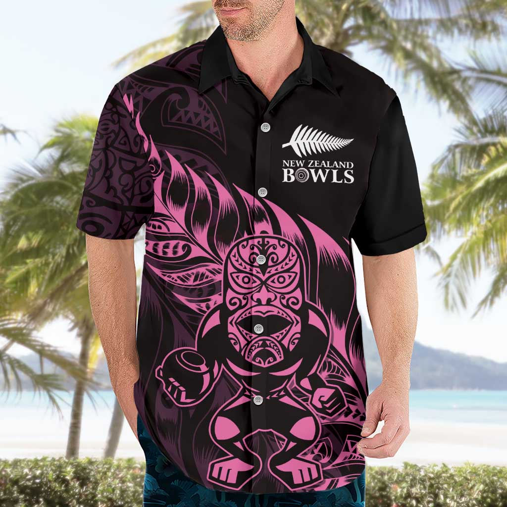 New Zealand Lawn Bowls Custom Hawaiian Shirt Pink Maori Warrior Tribal Silver Fern LT9 - Polynesian Pride