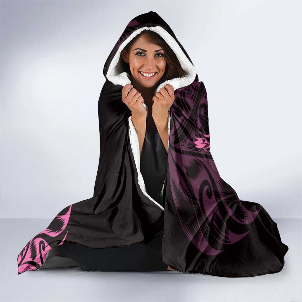 New Zealand Lawn Bowls Hooded Blanket Pink Maori Warrior Tribal Silver Fern LT9 - Polynesian Pride