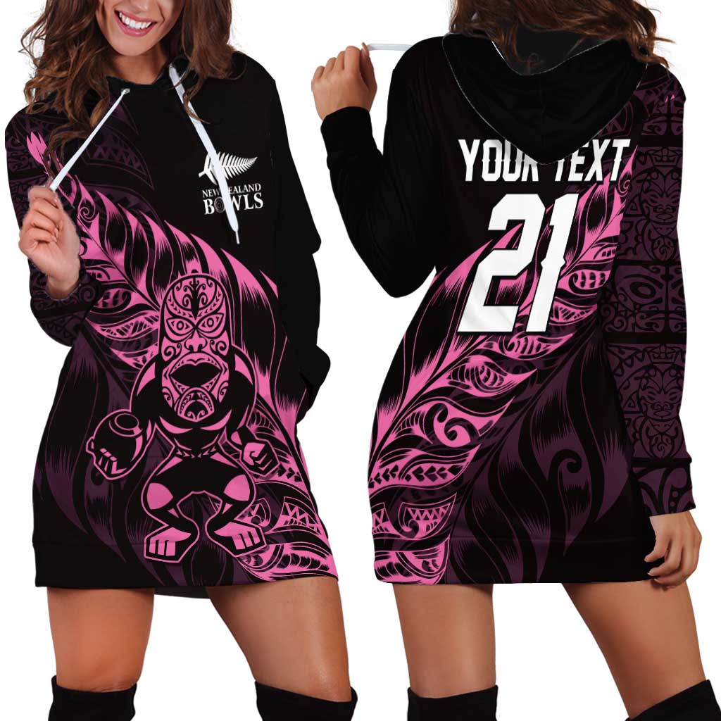 New Zealand Lawn Bowls Custom Hoodie Dress Pink Maori Warrior Tribal Silver Fern LT9 - Polynesian Pride