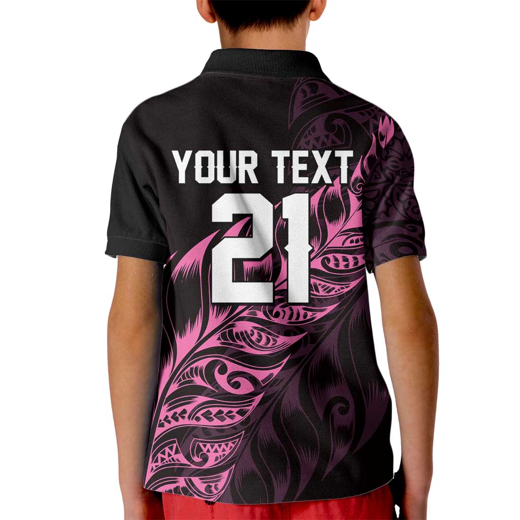 New Zealand Lawn Bowls Custom Kid Polo Shirt Pink Maori Warrior Tribal Silver Fern LT9 - Polynesian Pride