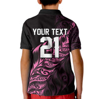 New Zealand Lawn Bowls Custom Kid Polo Shirt Pink Maori Warrior Tribal Silver Fern LT9 - Polynesian Pride