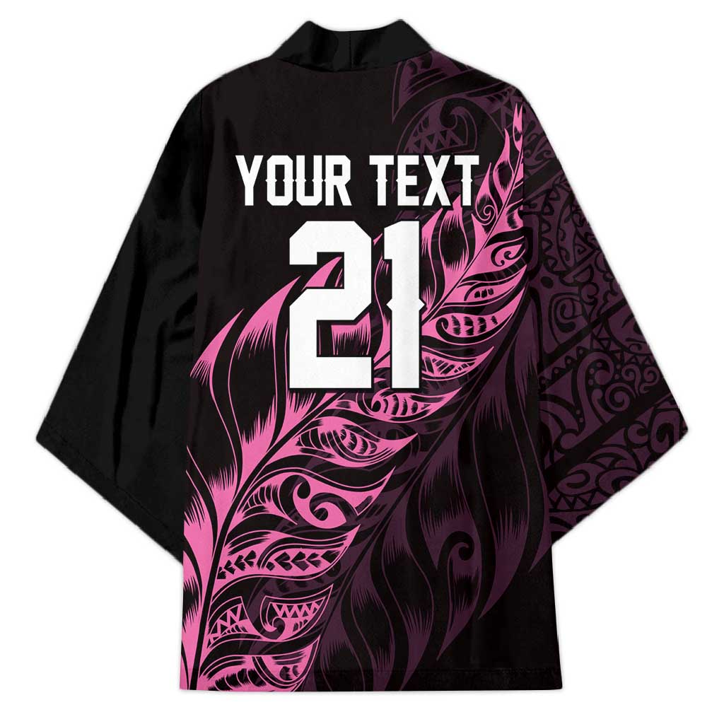 New Zealand Lawn Bowls Custom Kimono Pink Maori Warrior Tribal Silver Fern LT9 - Polynesian Pride