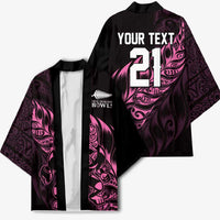 New Zealand Lawn Bowls Custom Kimono Pink Maori Warrior Tribal Silver Fern LT9 - Polynesian Pride