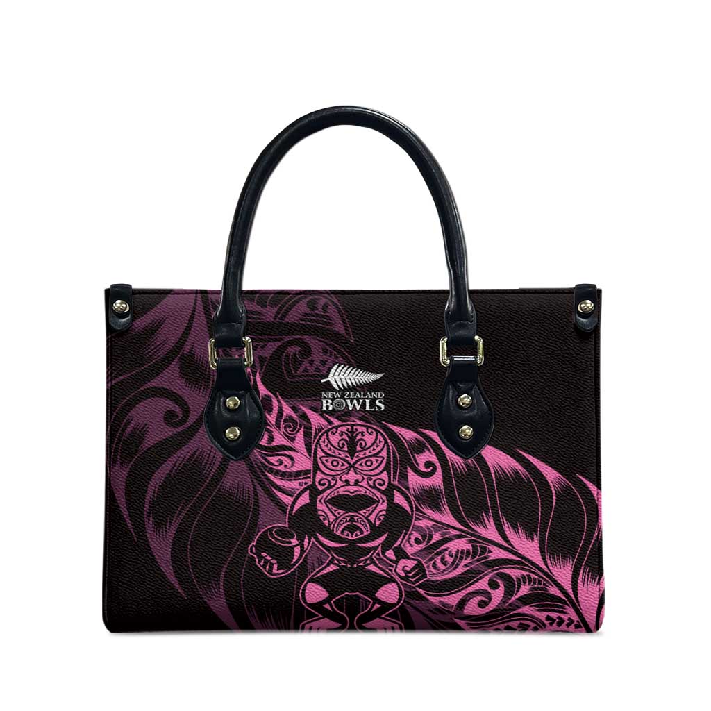 New Zealand Lawn Bowls Leather Bag Pink Maori Warrior Tribal Silver Fern LT9 - Polynesian Pride