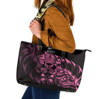 New Zealand Lawn Bowls Leather Tote Bag Pink Maori Warrior Tribal Silver Fern LT9 Pink - Polynesian Pride
