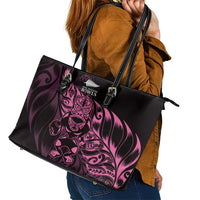 New Zealand Lawn Bowls Leather Tote Bag Pink Maori Warrior Tribal Silver Fern LT9 - Polynesian Pride