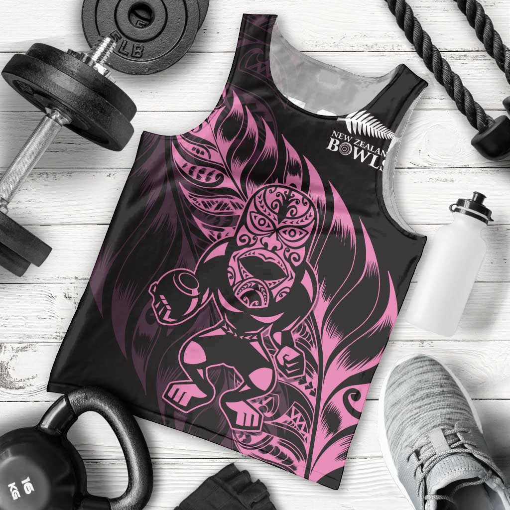New Zealand Lawn Bowls Custom Men Tank Top Pink Maori Warrior Tribal Silver Fern LT9 - Polynesian Pride
