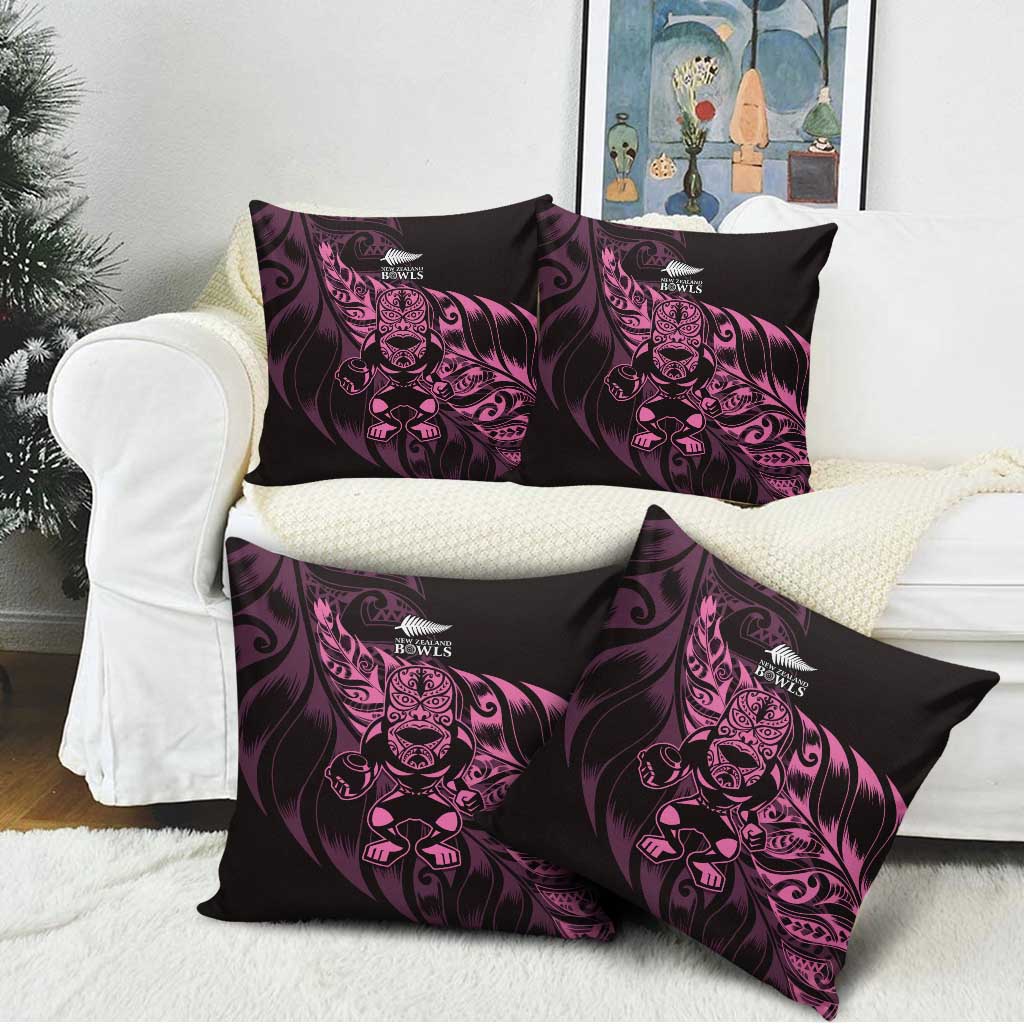 New Zealand Lawn Bowls Pillow Cover Pink Maori Warrior Tribal Silver Fern LT9 - Polynesian Pride