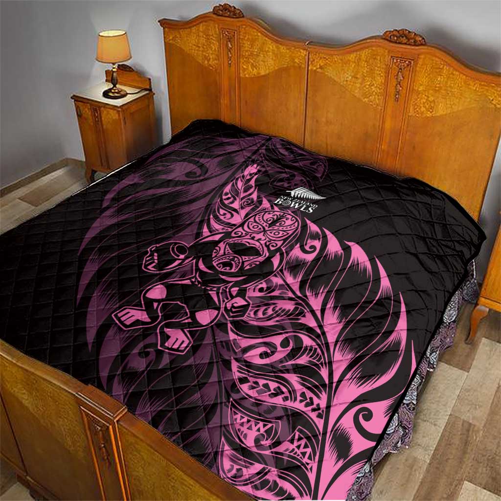 New Zealand Lawn Bowls Quilt Pink Maori Warrior Tribal Silver Fern LT9 - Polynesian Pride