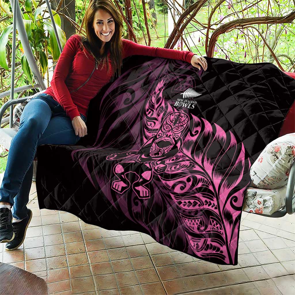 New Zealand Lawn Bowls Quilt Pink Maori Warrior Tribal Silver Fern LT9 - Polynesian Pride