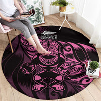 New Zealand Lawn Bowls Round Carpet Pink Maori Warrior Tribal Silver Fern LT9 - Polynesian Pride