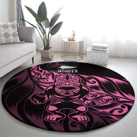New Zealand Lawn Bowls Round Carpet Pink Maori Warrior Tribal Silver Fern LT9 - Polynesian Pride