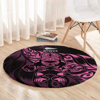 New Zealand Lawn Bowls Round Carpet Pink Maori Warrior Tribal Silver Fern LT9 - Polynesian Pride