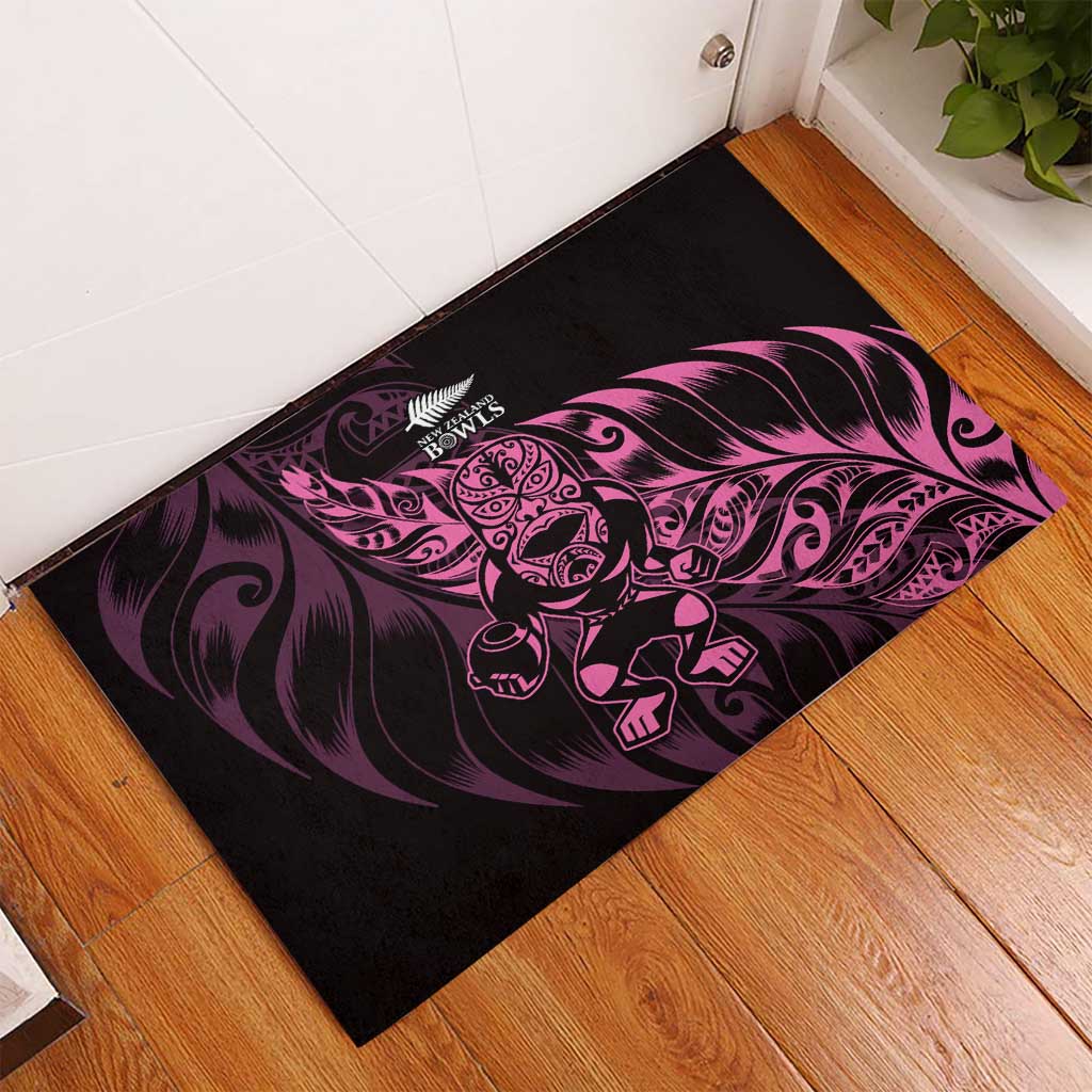 New Zealand Lawn Bowls Rubber Doormat Pink Maori Warrior Tribal Silver Fern LT9 - Polynesian Pride