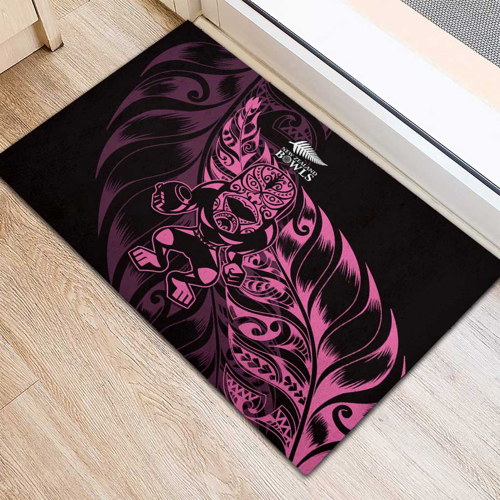 New Zealand Lawn Bowls Rubber Doormat Pink Maori Warrior Tribal Silver Fern LT9 - Polynesian Pride