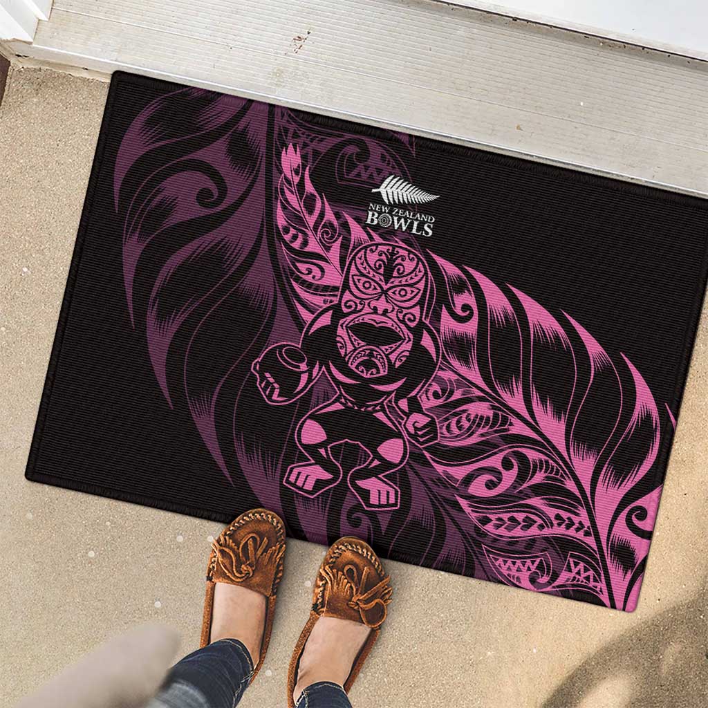 New Zealand Lawn Bowls Rubber Doormat Pink Maori Warrior Tribal Silver Fern LT9 - Polynesian Pride