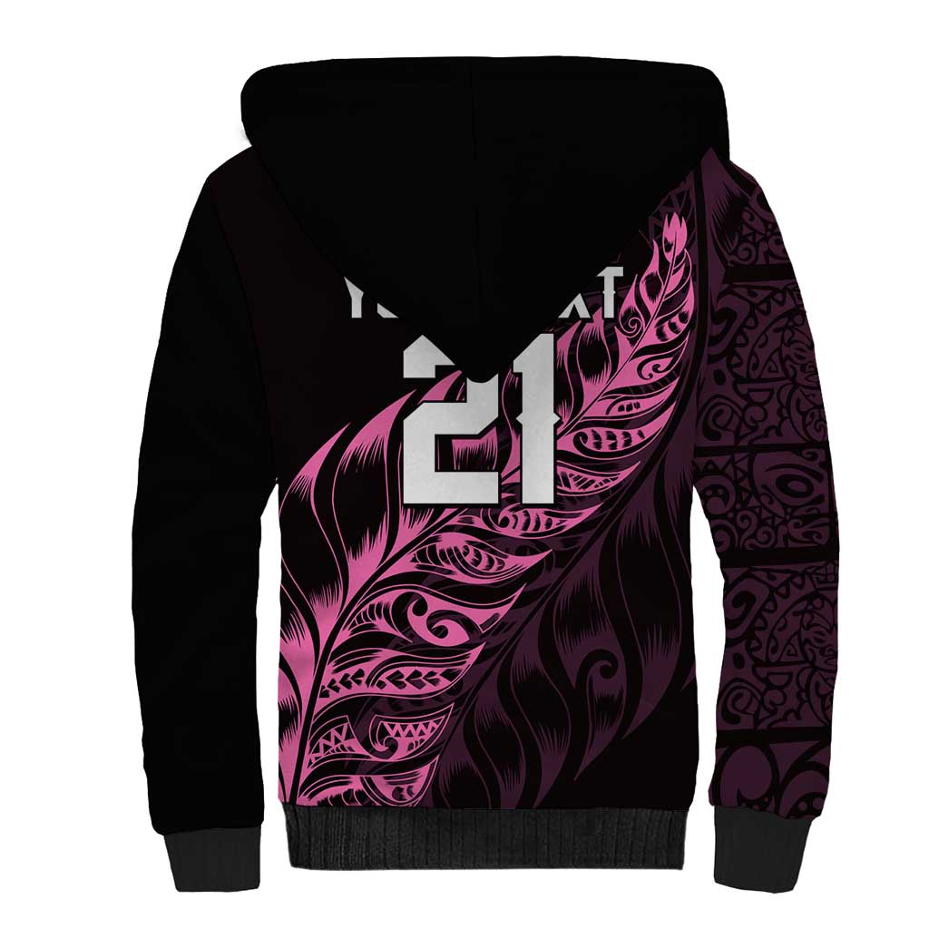 New Zealand Lawn Bowls Custom Sherpa Hoodie Pink Maori Warrior Tribal Silver Fern LT9 - Polynesian Pride
