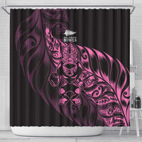 New Zealand Lawn Bowls Shower Curtain Pink Maori Warrior Tribal Silver Fern LT9 - Polynesian Pride