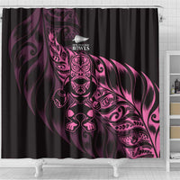 New Zealand Lawn Bowls Shower Curtain Pink Maori Warrior Tribal Silver Fern LT9 - Polynesian Pride