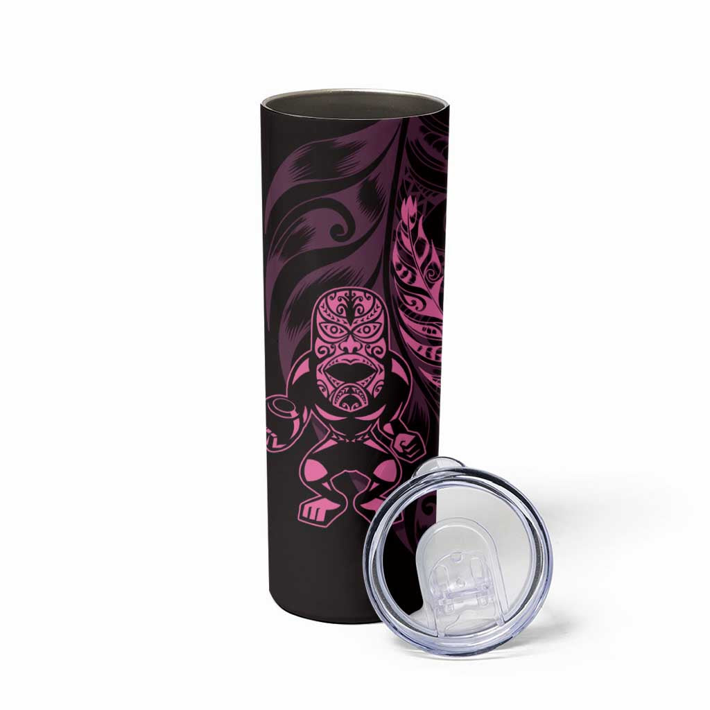 New Zealand Lawn Bowls Custom Skinny Tumbler Pink Maori Warrior Tribal Silver Fern LT9 - Polynesian Pride
