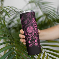 New Zealand Lawn Bowls Custom Skinny Tumbler Pink Maori Warrior Tribal Silver Fern LT9 - Polynesian Pride