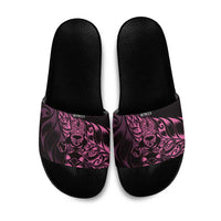 New Zealand Lawn Bowls Slide Sandals Pink Maori Warrior Tribal Silver Fern LT9 Pink - Polynesian Pride