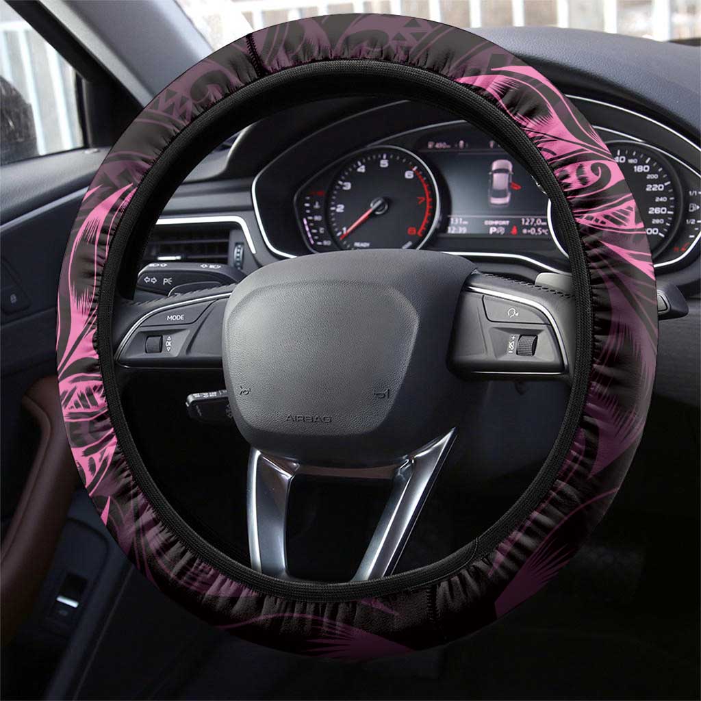 New Zealand Lawn Bowls Steering Wheel Cover Pink Maori Warrior Tribal Silver Fern LT9 - Polynesian Pride