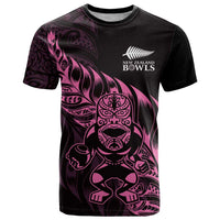 New Zealand Lawn Bowls Custom T Shirt Pink Maori Warrior Tribal Silver Fern LT9 Pink - Polynesian Pride