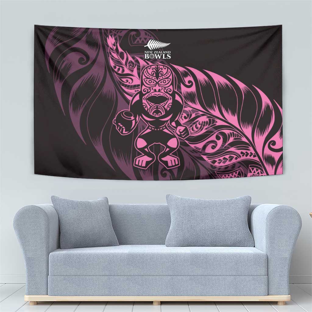 New Zealand Lawn Bowls Tapestry Pink Maori Warrior Tribal Silver Fern LT9 - Polynesian Pride