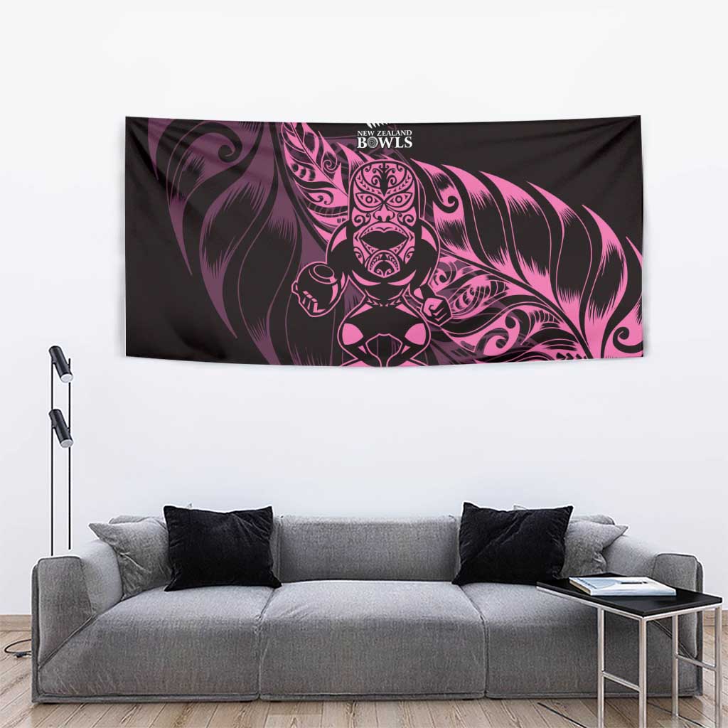 New Zealand Lawn Bowls Tapestry Pink Maori Warrior Tribal Silver Fern LT9 - Polynesian Pride