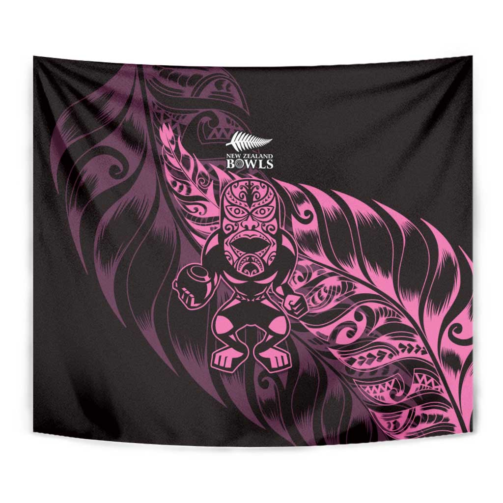 New Zealand Lawn Bowls Tapestry Pink Maori Warrior Tribal Silver Fern LT9 - Polynesian Pride