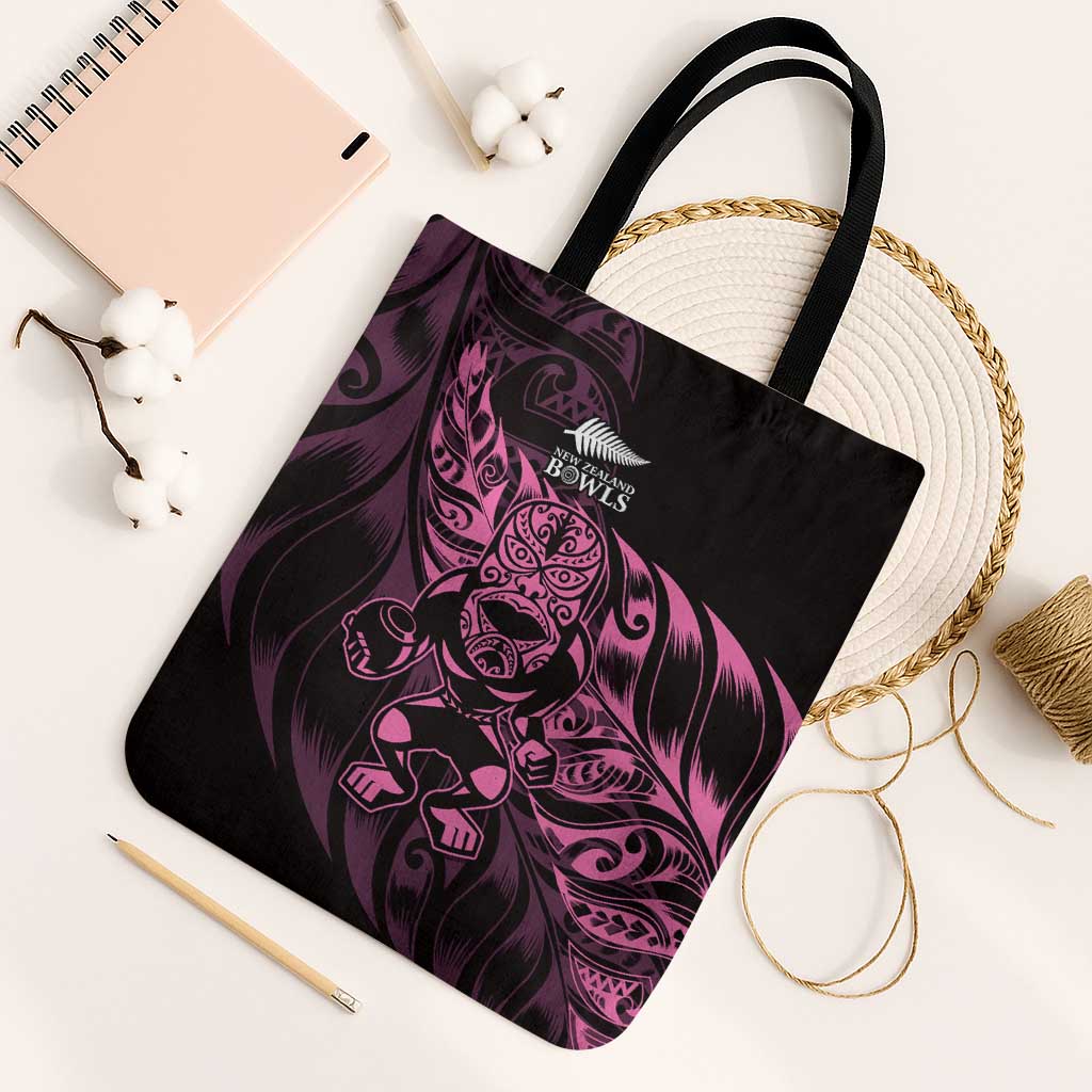 New Zealand Lawn Bowls Tote Bag Pink Maori Warrior Tribal Silver Fern - Polynesian Pride