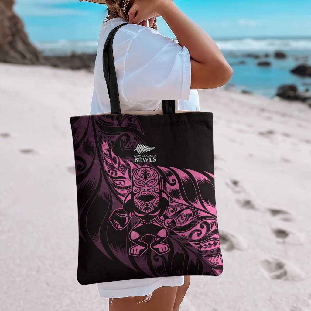 New Zealand Lawn Bowls Tote Bag Pink Maori Warrior Tribal Silver Fern LT9 - Polynesian Pride