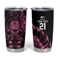 New Zealand Lawn Bowls Custom Tumbler Cup Pink Maori Warrior Tribal Silver Fern LT9 Pink - Polynesian Pride