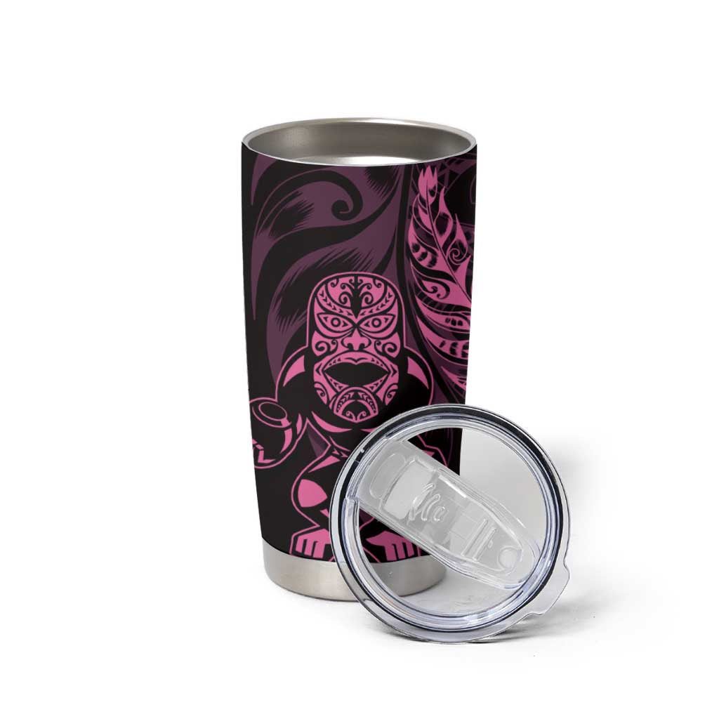 New Zealand Lawn Bowls Custom Tumbler Cup Pink Maori Warrior Tribal Silver Fern LT9 - Polynesian Pride