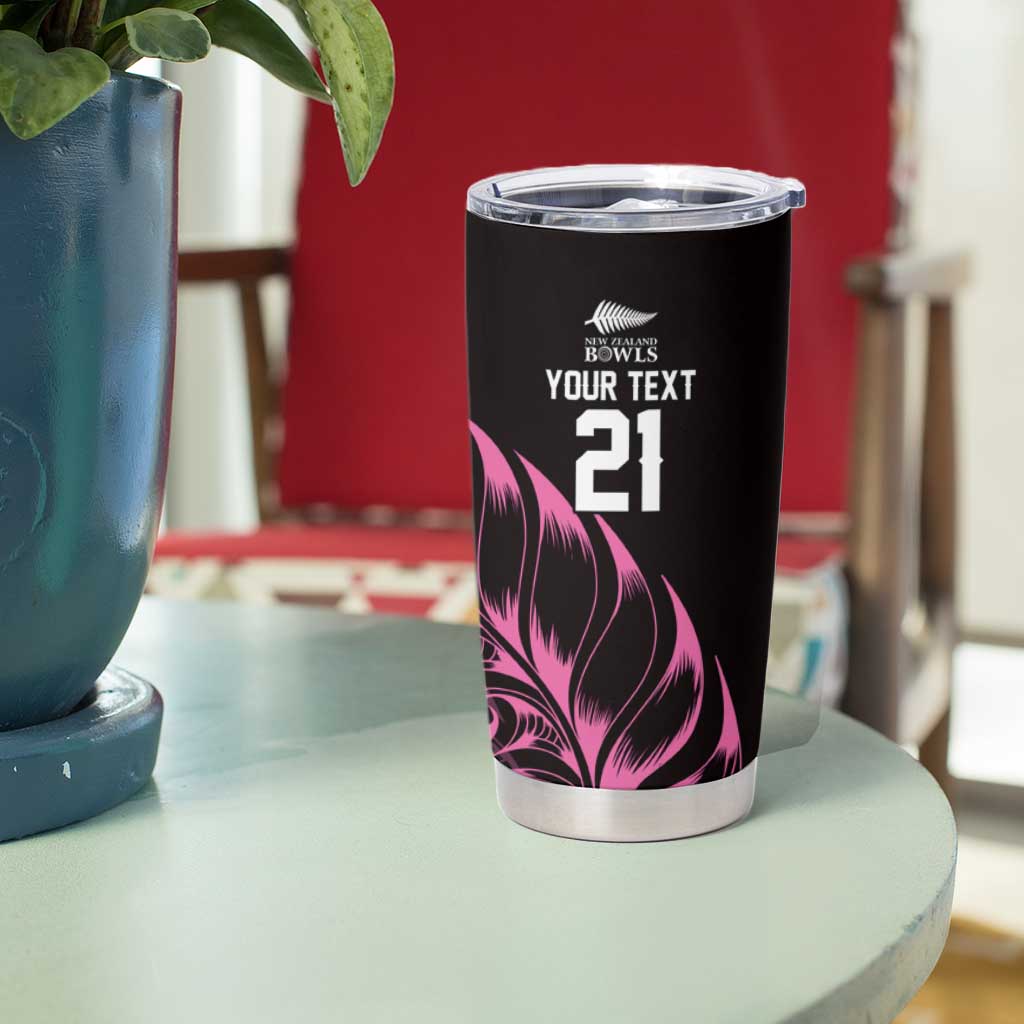 New Zealand Lawn Bowls Custom Tumbler Cup Pink Maori Warrior Tribal Silver Fern LT9 - Polynesian Pride