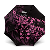 New Zealand Lawn Bowls Umbrella Pink Maori Warrior Tribal Silver Fern LT9 One Size Folded 11.42 inch Opened Diameter 37.4 inch Pink - Polynesian Pride