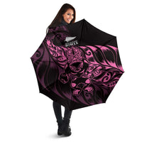 New Zealand Lawn Bowls Umbrella Pink Maori Warrior Tribal Silver Fern LT9 - Polynesian Pride