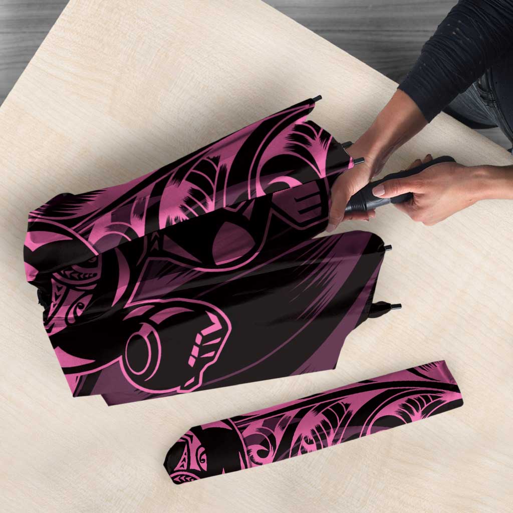 New Zealand Lawn Bowls Umbrella Pink Maori Warrior Tribal Silver Fern LT9 - Polynesian Pride