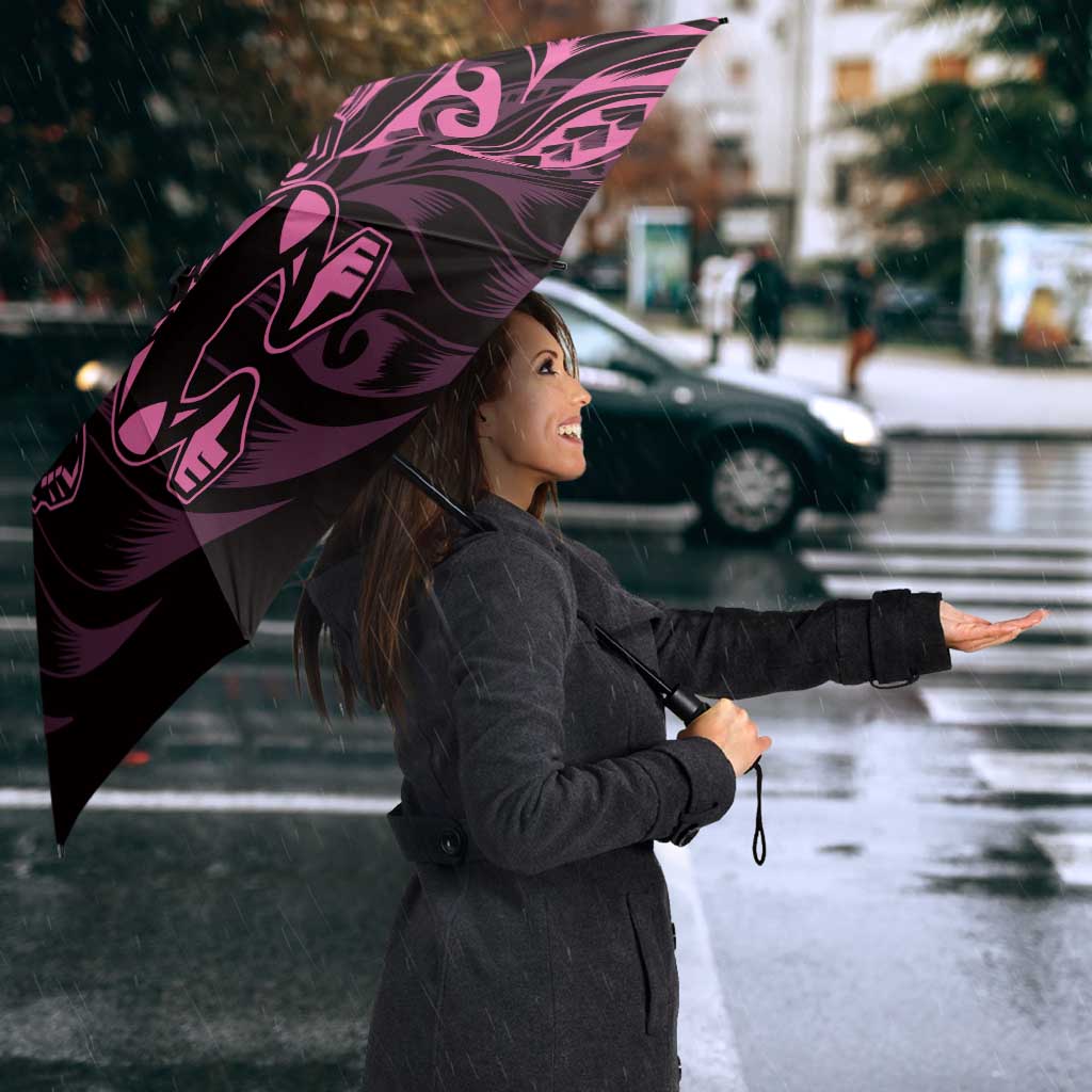 New Zealand Lawn Bowls Umbrella Pink Maori Warrior Tribal Silver Fern LT9 - Polynesian Pride