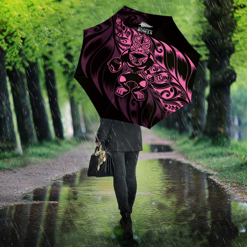 New Zealand Lawn Bowls Umbrella Pink Maori Warrior Tribal Silver Fern LT9 - Polynesian Pride