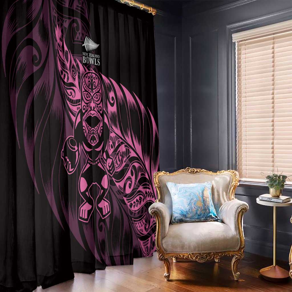 New Zealand Lawn Bowls Window Curtain Pink Maori Warrior Tribal Silver Fern LT9 - Polynesian Pride