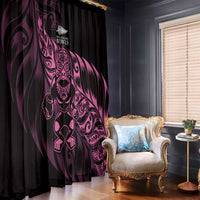 New Zealand Lawn Bowls Window Curtain Pink Maori Warrior Tribal Silver Fern LT9 - Polynesian Pride